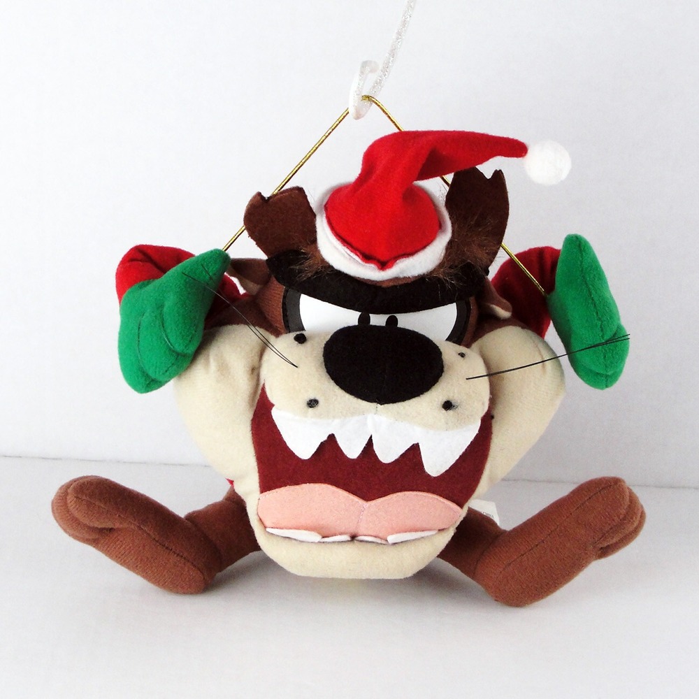 1996 Warner Bros Store Taz Christmas Plush Hanging Stuffed Animal Looney Tunes